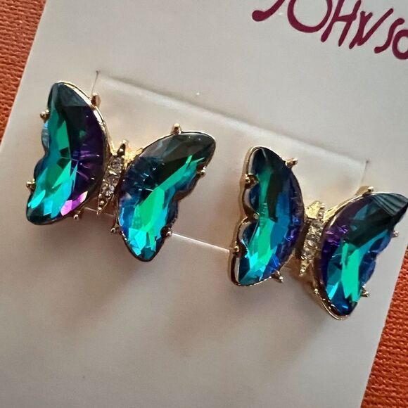 🦋 Betsey Johnson sparkling crystal butterfly earrings 🦋 - Picture 6 of 6